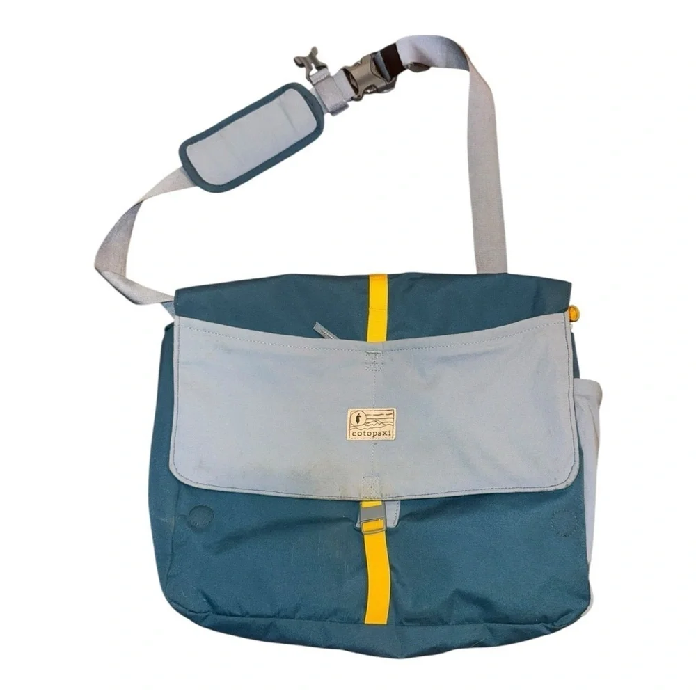 Cotopaxi Chuspa Teal/Gold Messenger  Travel Laptop Bag Tote 15L